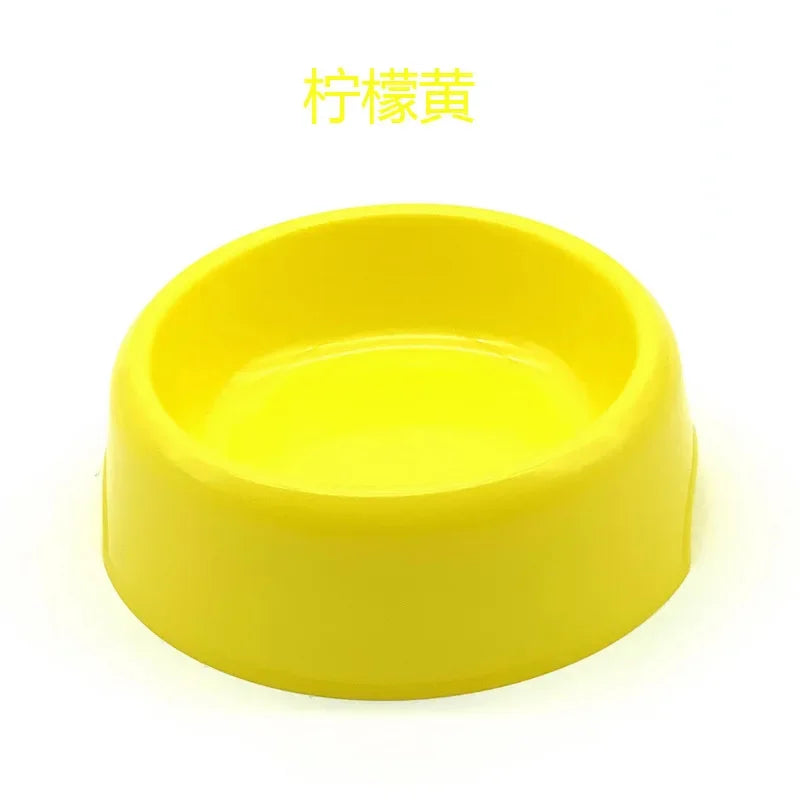 Solid Color Pet Bowl Plastic Dog Bowl Cat Bowl Round Singlebowl Thickened Eco-Friendly Dogbowl Pet Supplies Dog Accessories