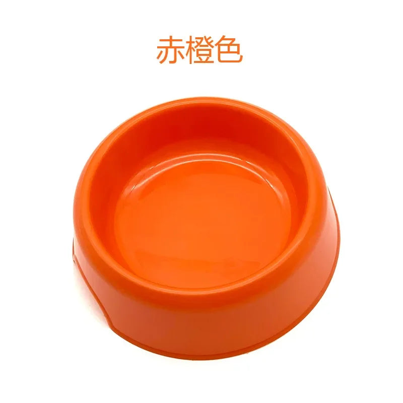 Solid Color Pet Bowl Plastic Dog Bowl Cat Bowl Round Singlebowl Thickened Eco-Friendly Dogbowl Pet Supplies Dog Accessories