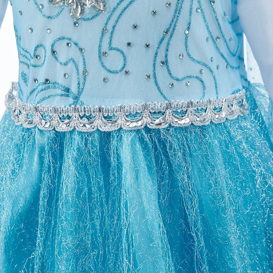 Disney Elsa Anna Princess Dress Girls Mesh Ball Gown Halloween Carnival Birthday Clothing Kids Cosplay Snow Queen Frozen Costume