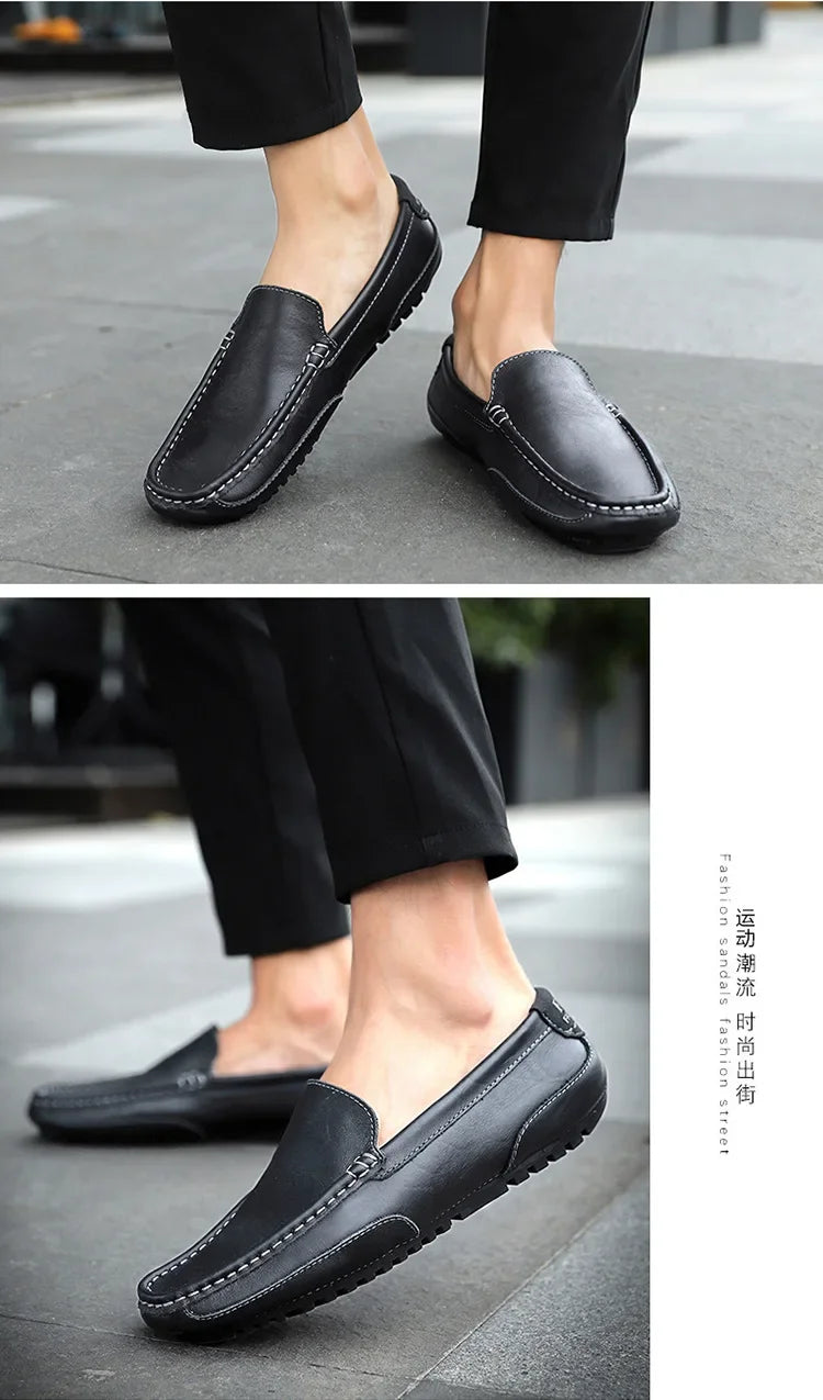 Casual Slip on Formal Loafers Men Moccasins Italian Black Male Driving Shoes Sneakers Plus Size Shoes Leather Men Luxury Trendy