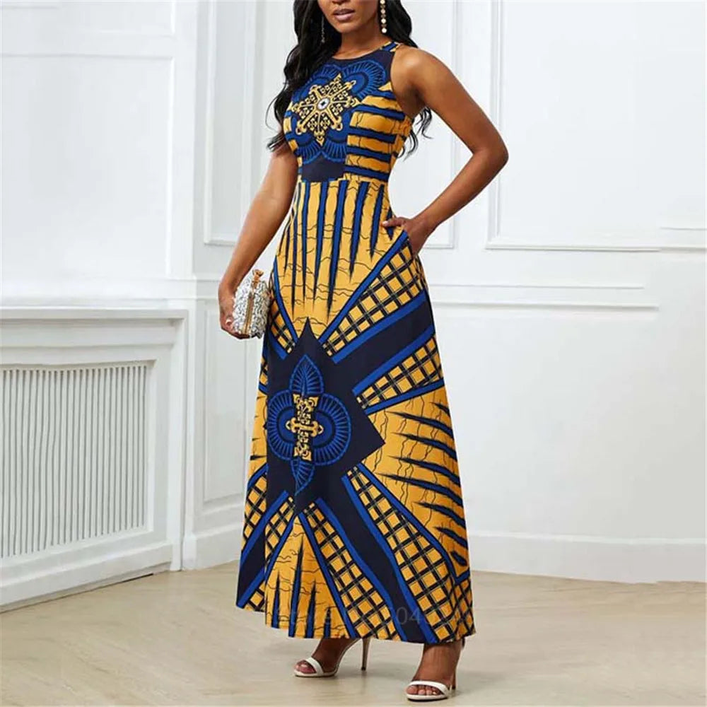 Haiti Flag Print Luxury Designer Women Summer Spring Maxi Dress Ladies Sexy Sundress Casual Sleeveless Long Woman Dresses Mujer