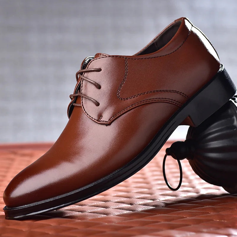 Plus Size Man Shoes Formal PU Leather Shoes for Men Lace Up Oxfords for Male Wedding Party Office Business Casual Shoe Men