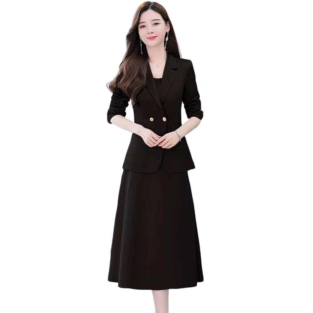 Women's Office Suit Fashion Blazer suit Simple Solid Color 2022 Spring Summer Half Sleeve Top + Dress 2 Piece Set Blazer