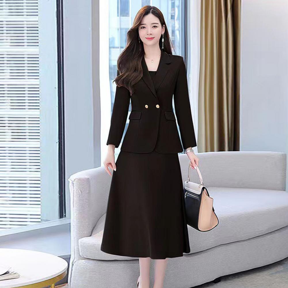 Women's Office Suit Fashion Blazer suit Simple Solid Color 2022 Spring Summer Half Sleeve Top + Dress 2 Piece Set Blazer