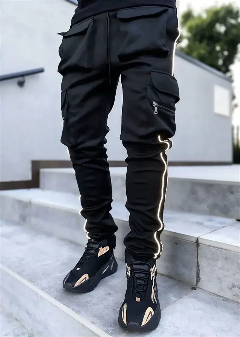 Male Trousers Multi Pocket Multipockets Men's Cargo Pants Slim Stretch Joggers Slacks Baggy Spandex High Quality Clothing New In