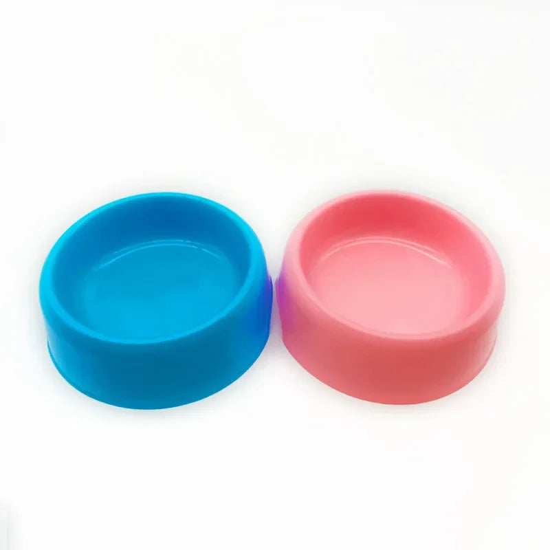 Solid Color Pet Bowl Plastic Dog Bowl Cat Bowl Round Singlebowl Thickened Eco-Friendly Dogbowl Pet Supplies Dog Accessories