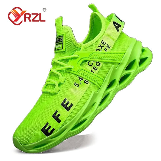 YRZL Mens Sneakers Lightweight Comfortable Mesh Breathable Sneakers Men Green Casual Shoes Thick Sole Running Shoes for Men