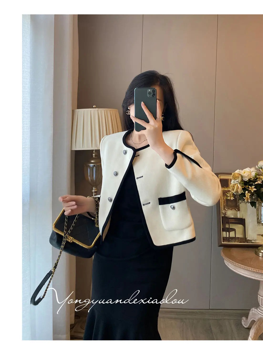 2024 Autumn New Women's Clothing Matching Sets French Graceful Slim Coat Black Mermaid Dress Suit Lady Jacket Dresses Outfits