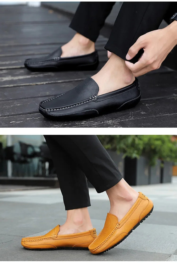 Casual Slip on Formal Loafers Men Moccasins Italian Black Male Driving Shoes Sneakers Plus Size Shoes Leather Men Luxury Trendy