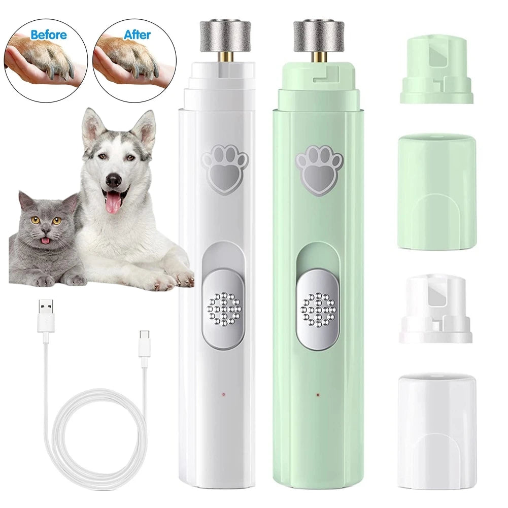 Electric Dog Nail Grinder with Polisher Wheel LED Light Pet Nail Clipper 500 MAh 2-Speed Pet Nail Trimmers for Pet Paws Grooming