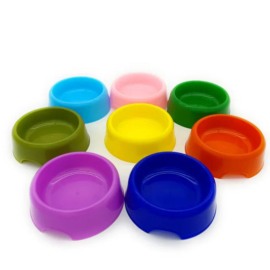 Solid Color Pet Bowl Plastic Dog Bowl Cat Bowl Round Singlebowl Thickened Eco-Friendly Dogbowl Pet Supplies Dog Accessories